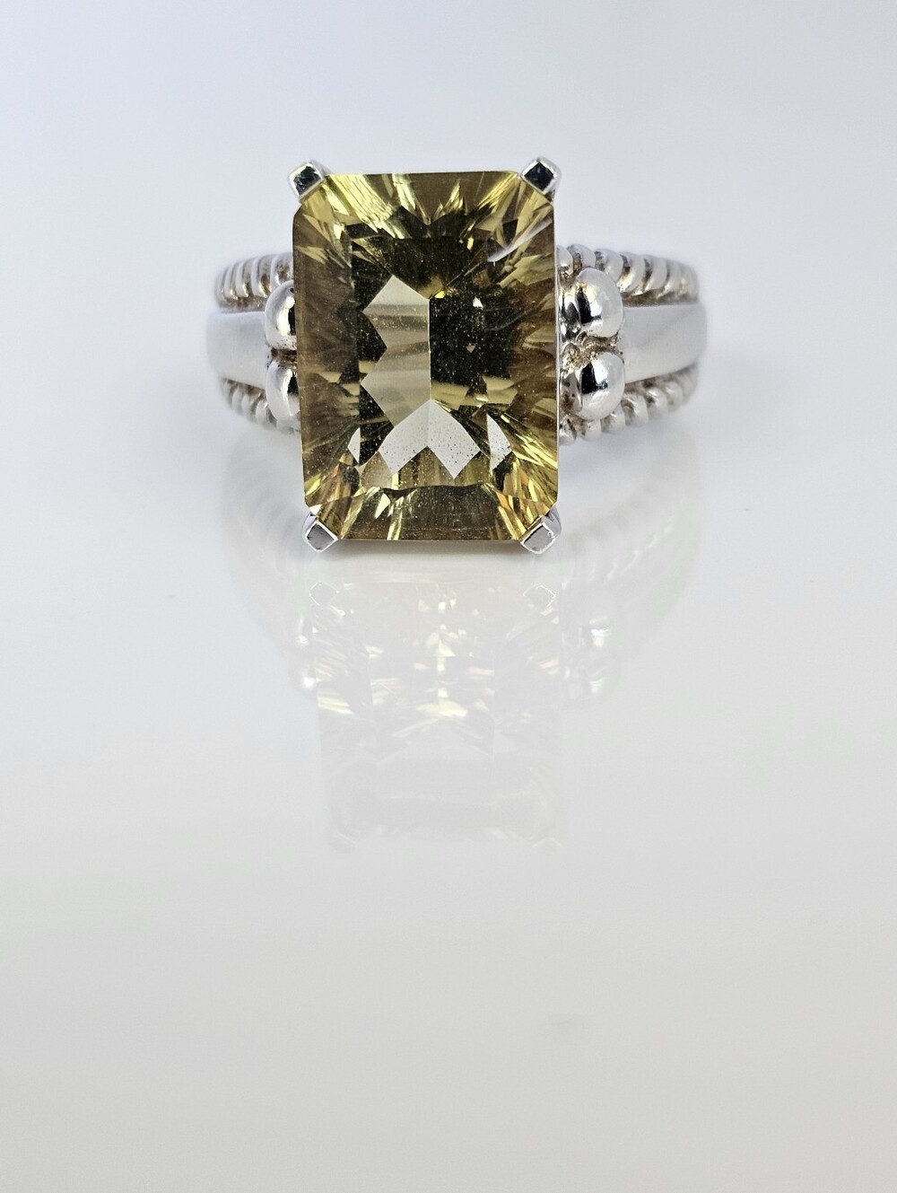 Genuine Lemon Citrine Ring Sterling Silver Size 7!